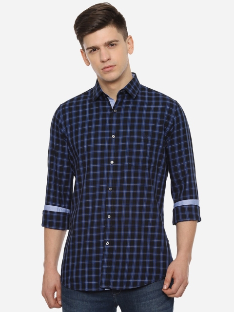 

Van Heusen Sport Men Navy Blue Slim Fit Checked Casual Shirt