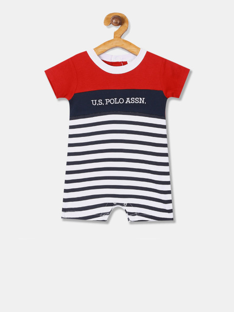 

U.S. Polo Assn. Kids Infant Boys White & Red Striped Bodysuit