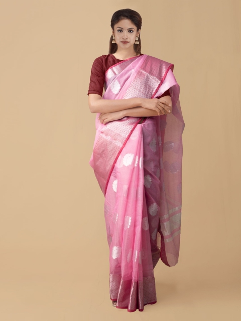 

Unnati Silks Pink Silk Cotton Handloom Woven Design Kota Saree