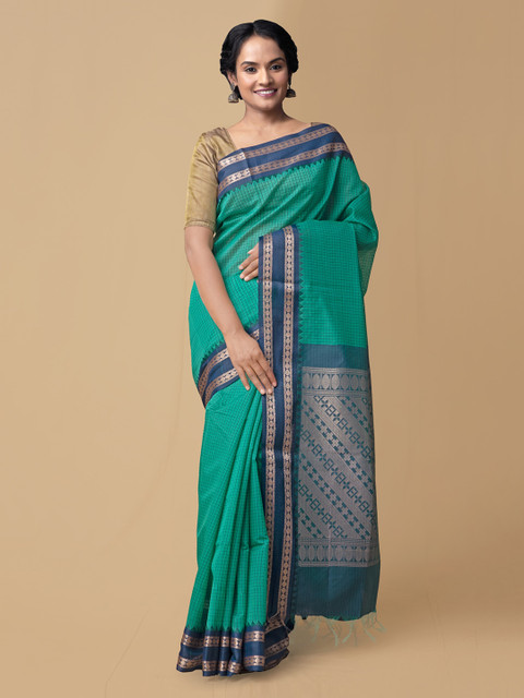 

Unnati Silks Green Woven Design Uppada Saree
