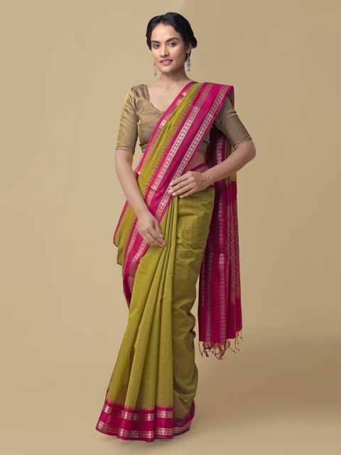

Unnati Silks Green Woven Design Uppada Saree