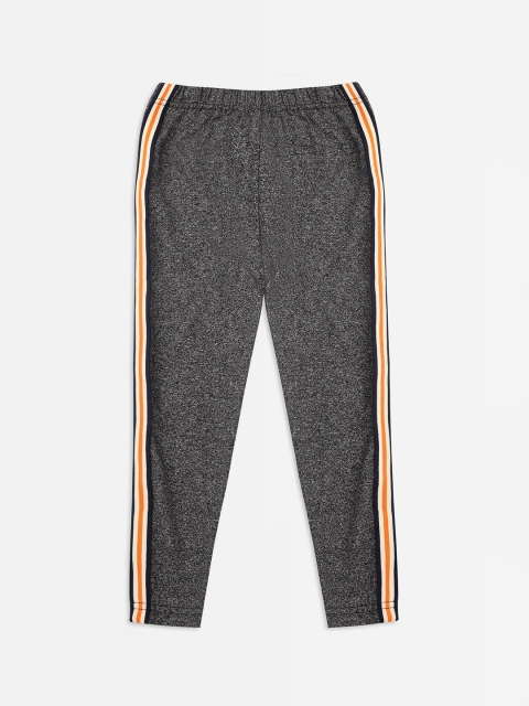 

Punkster Girls Charcoal Grey Solid Leggings with Side Stripes