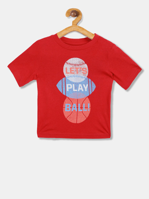 

The Childrens Place Boys Red Printed Round Neck T-shirt