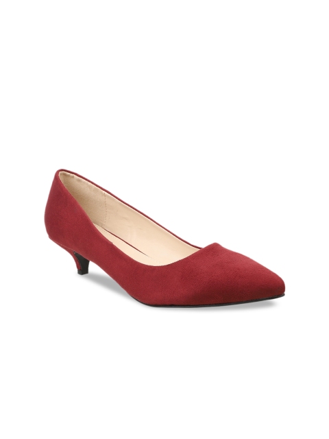 

Flat n Heels Women Maroon Solid Kitten Heels