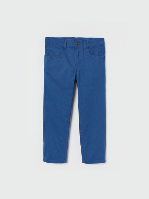 H&M Boys Blue Solid Slim Fit Twill Trousers