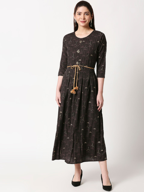 

ZRI Women Grey & Multicoloured Embroidered Anarkali Kurta