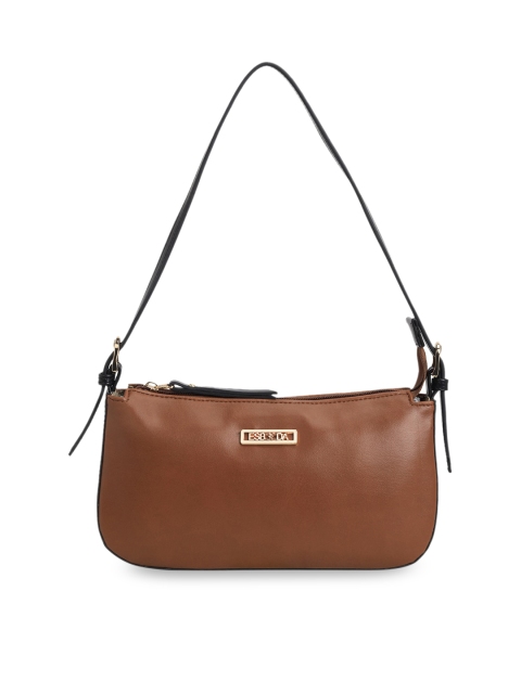 

ESBEDA Tan & Black Solid Shoulder Bag