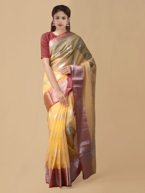 

Unnati Silks Yellow Silk Cotton Handloom Woven Design Kota Saree