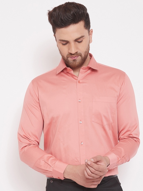 

Canary London Men Coral Peach Slim Fit Solid Casual Shirt