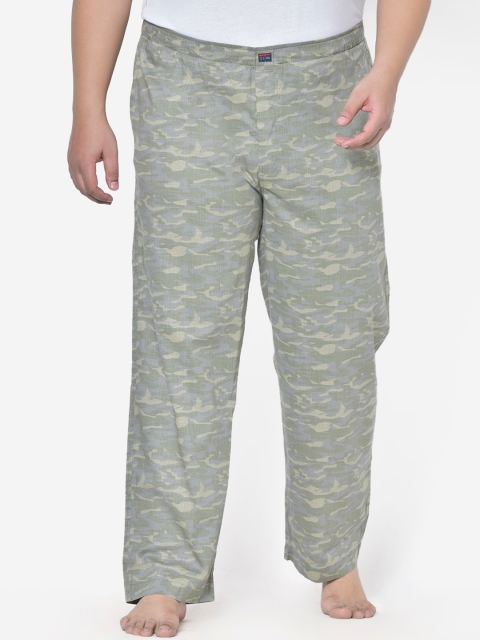 

IVOC Men Grey & Yellow Plus Size Printed Lounge Pants