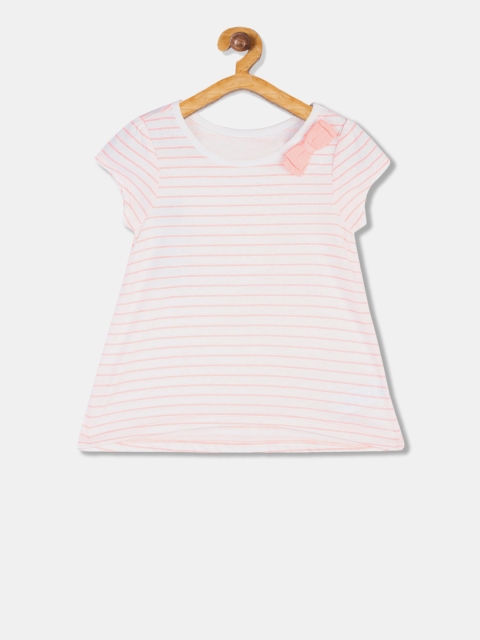 

The Childrens Place Girls Pink Striped V-Neck T-shirt