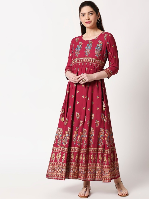 

ZRI Women Maroon & Multicoloured Printed Anarkali Kurta