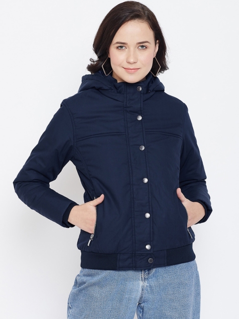 

Octave Women Navy Blue Solid Lightweight Bomber