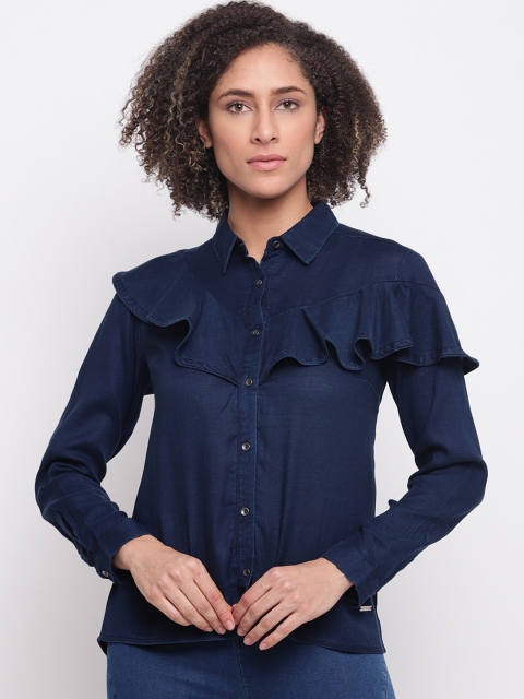 

Pepe Jeans Women Navy Blue Solid Shirt Style Top