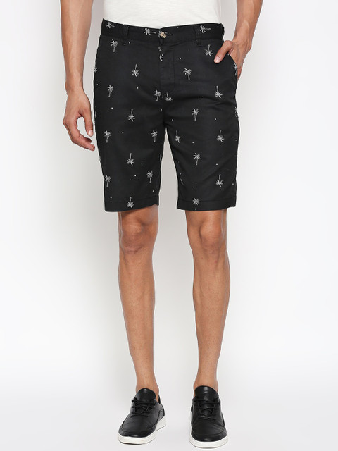 

People Men Black Printed Regular Fit Shorts