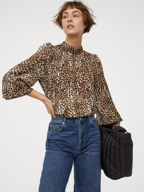 

H&M Women Beige Wide Blouse