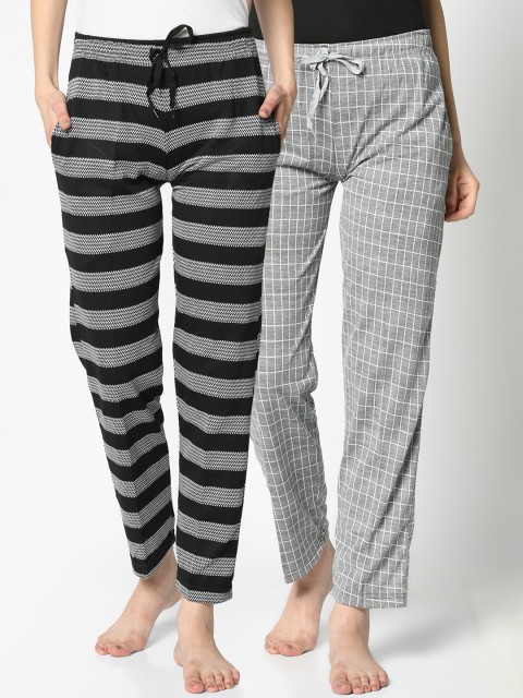 

VIMAL JONNEY Women Pack Of 2 Lounge Pants, Black