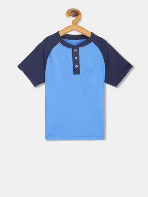 

The Childrens Place Boys Blue Colourblocked Henley Neck T-shirt