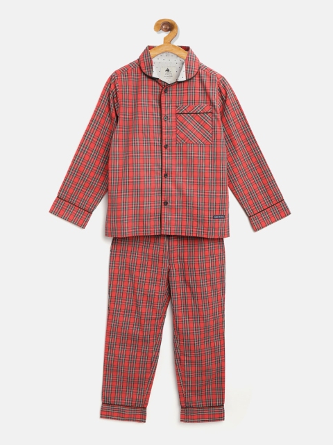 

Cherry Crumble Boys Red & Black Checked Iconic Night Suit Set
