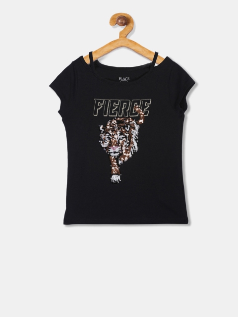 

The Childrens Place Girls Black Printed Top
