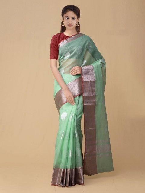

Unnati Silks Green Silk Cotton Woven Design Kota Saree
