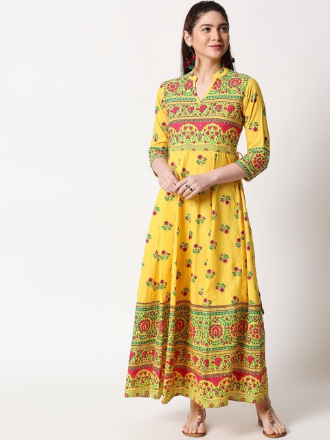 

ZRI Women Yellow & Multicoloured Printed Anarkali Kurta