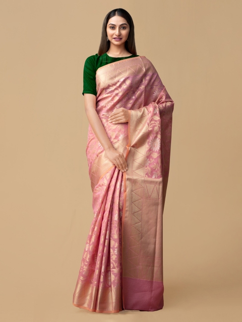 

Unnati Silks Pink Silk Cotton Woven Design Banarasi Saree