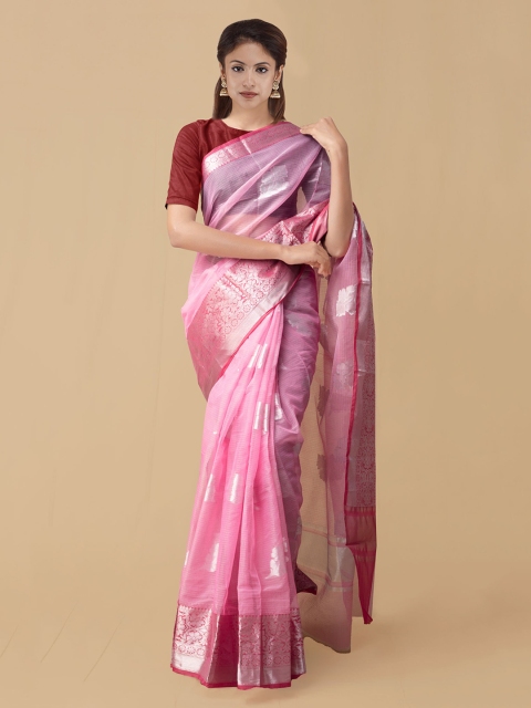 

Unnati Silks Pink Silk Cotton Handloom Woven Design Kota Saree