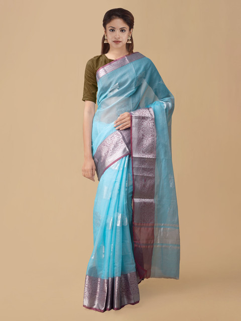 

Unnati Silks Blue Silk Cotton Woven Design Kota Saree