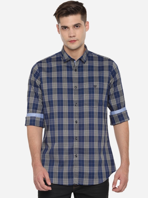 

Van Heusen Sport Men Navy Blue Slim Fit Checked Casual Shirt