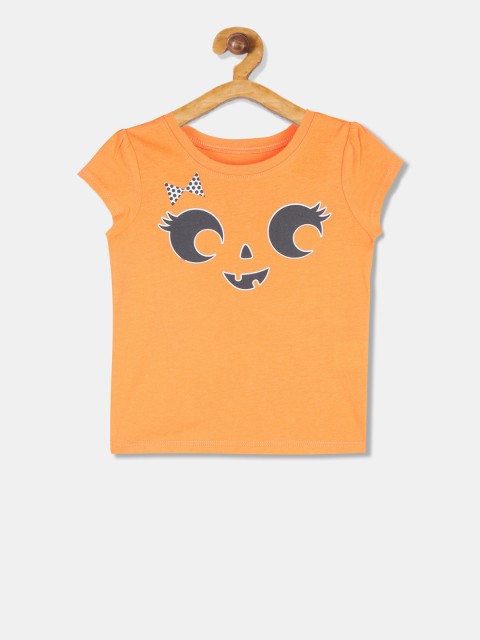 

The Childrens Place Girls Orange Printed Round Neck T-shirt