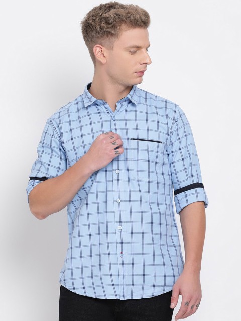 

COBB Men Blue Regular Fit Checked Casual Shirt