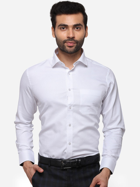 

Greenfibre Men White Slim Fit Self Design Formal Shirt