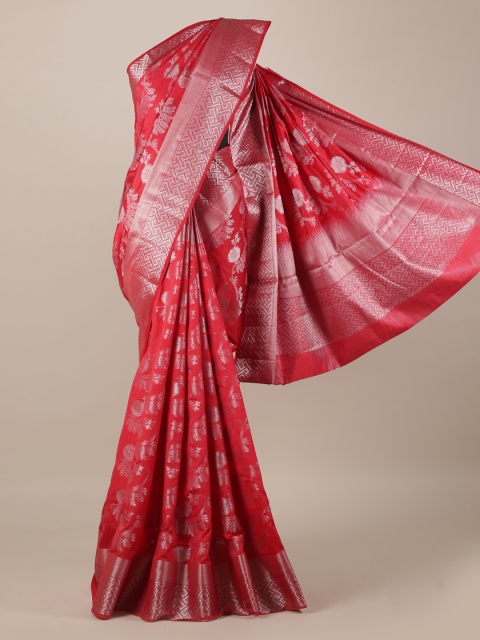 

Pothys Red & Silver-Toned Jute Silk Woven Design Saree
