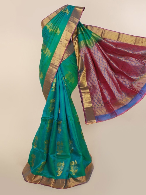 

Pothys Blue & Green Pure Silk Woven Design Kanjeevaram Saree