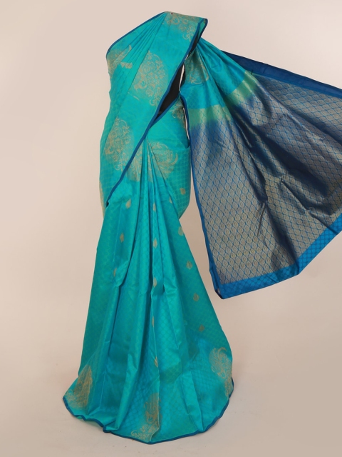 

Pothys Turquoise Blue Pure Silk Woven Design Kanjeevaram Saree