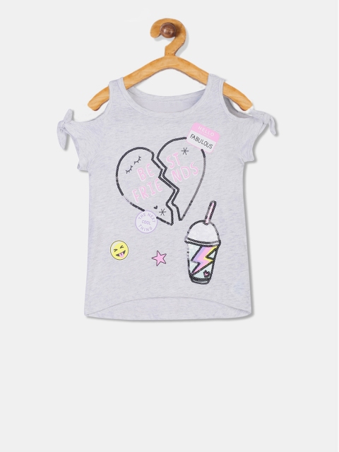 

The Childrens Place Girls Grey Printed Top