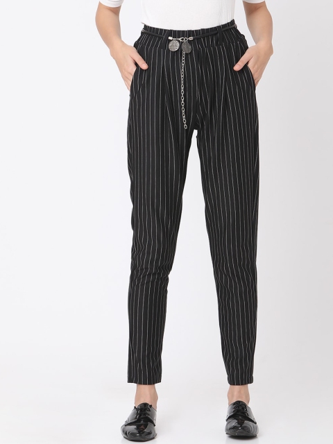 

Deal Jeans Women Black Regular Fit Striped Regular Trousers