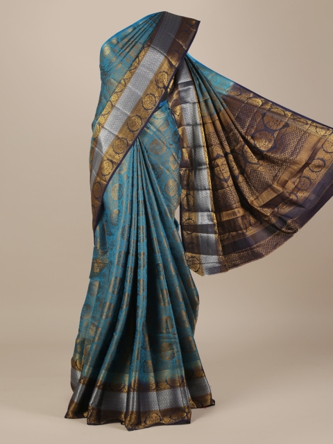

Pothys Blue Printed Jute Silk Saree