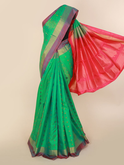 

Pothys Green Pure Silk Woven Design Kanjeevaram Saree