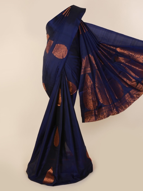 

Pothys Navy Blue & Brown Pure Silk Woven Design Kanjeevaram Saree