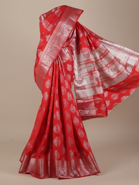 

Pothys Red Printed Jute Silk Saree