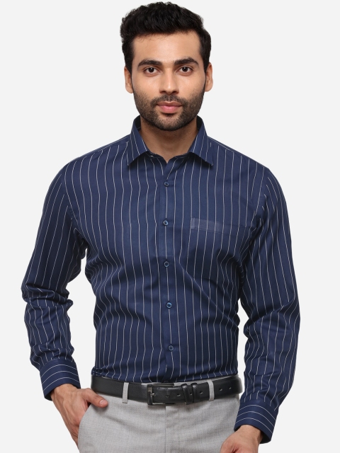 

Greenfibre Men Blue & Off-White Regular Fit Striped Formal Shirt