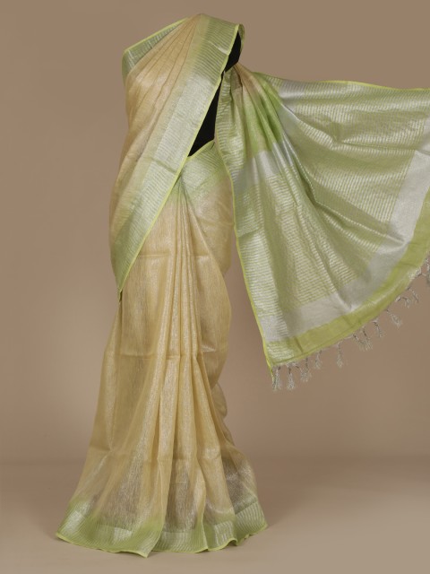 

Pothys Cream-Coloured Solid Pure Linen Saree