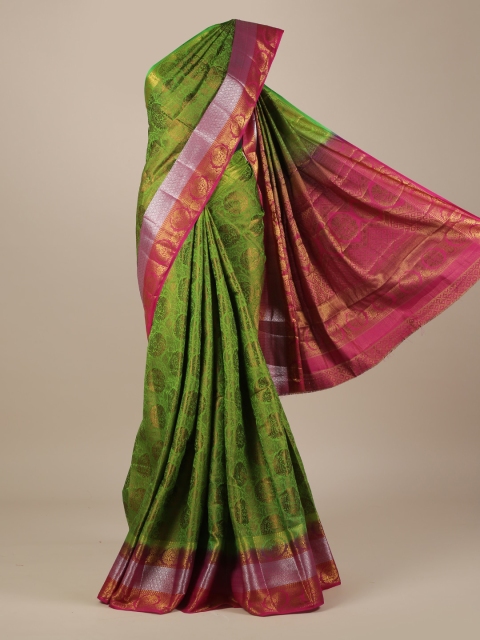 

Pothys Green Printed Jute Silk Saree