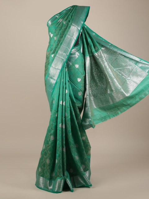 

Pothys Green Printed Jute Silk Saree