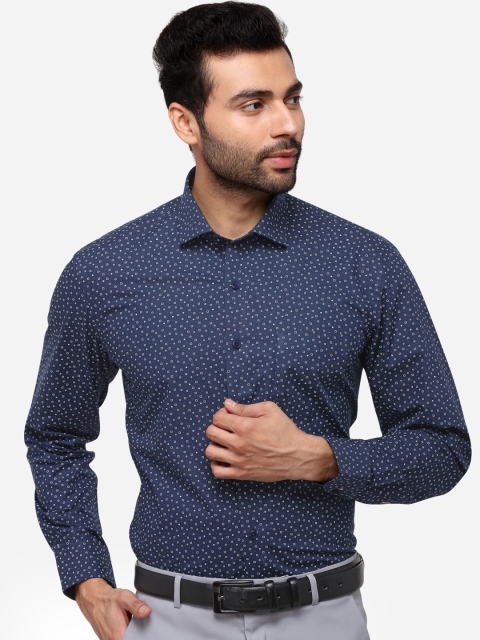 

Greenfibre Men Blue & Off-White Regular Fit Printed Formal Shirt