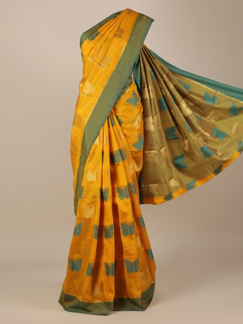 

Pothys Orange & Yellow Jute Silk Woven Design Saree