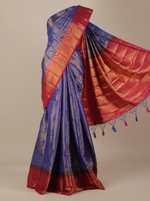 

Pothys Blue Printed Jute Silk Saree