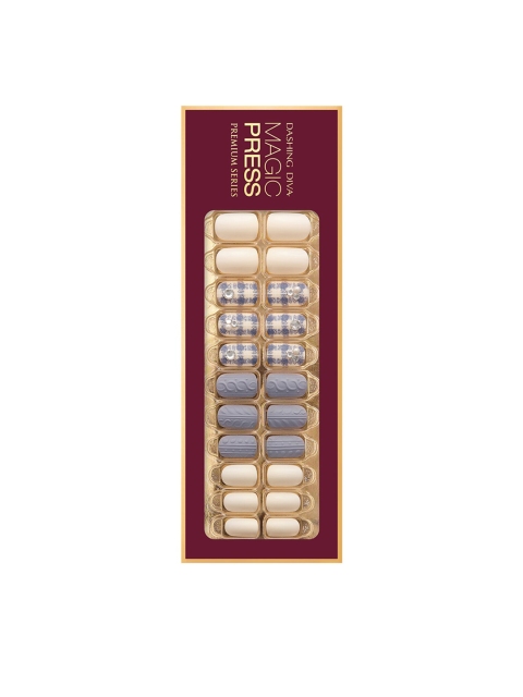 

Dashing Diva Grey & Cream MAGICPRESS FINALLY GINGHAM Artificial Nails